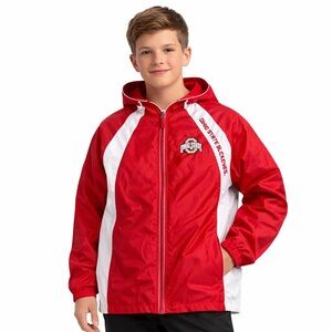 Vintage Ohio State Buckeyes Red Hooded Windbreaker Jacket Youth XL 16/18
